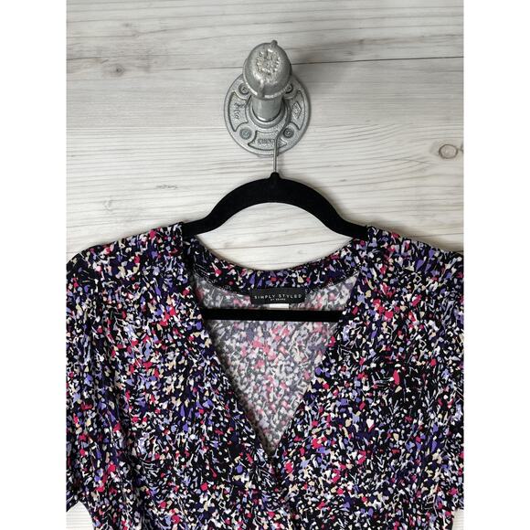 Simply Styled by Sears Romper Womens Small Black Multicolor V-Neck Pockets Wrap - Picture 2 of 11